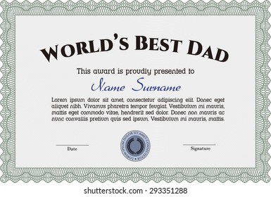 Premio al Mejor Papá. Fondo complejo. Personalizable, fácil de editar y cambiar de color.Diseño cordial. 