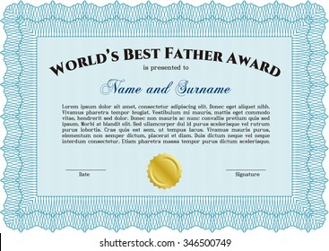 Best Dad Award. Detailed.Beauty design. Printer friendly. 