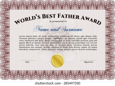 Best Dad Award. Excellent design. Customizable, Easy to edit and change colors.With quality background. 