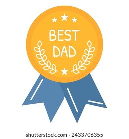 Bester Vater, Goldmedaille für Vater. Belohnung, Geschenk, Geschenk für Papa. Budge und Label. Perfekt für Väter Tagesgeschenke, Grußkarten, Wertschätzung, Dekoration. Danke Geschenk für den schönen Vater.