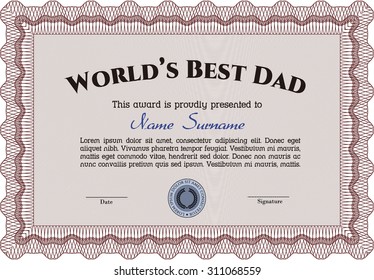 Best Dad Award. With linear background. Excellent complex design. Detailed.