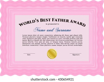 Best Dad Award. With quality background. Border, frame. Superior design. 