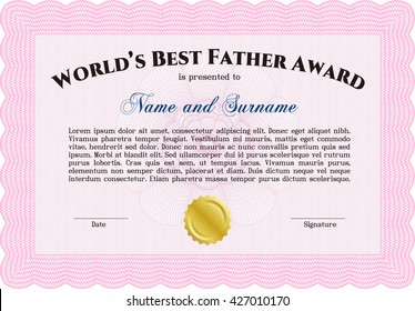 Best Dad Award. Superior design. Border, frame. With quality background. 
