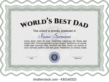 Best Dad Award Template. Artistry design. Vector illustration. With complex linear background. 