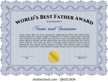 Best Dad Award Template. With complex background. Customizable, Easy to edit and change colors.Sophisticated design. 