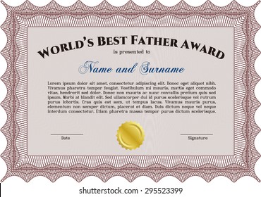 Best Dad Award Template. With complex background. Customizable, Easy to edit and change colors.Sophisticated design. 