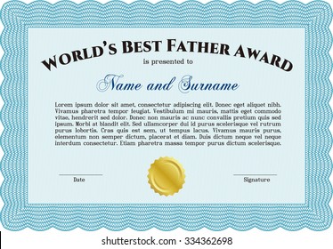 Best Dad Award Template. Cordial design. Complex background. Vector illustration.