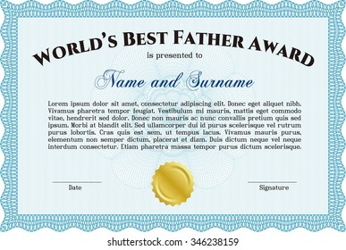 Best Dad Award Template. Excellent design. With background. Vector illustration.