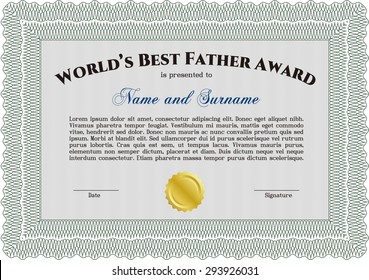 Best Dad Award Template. With linear background. Complex design. Vector illustration.