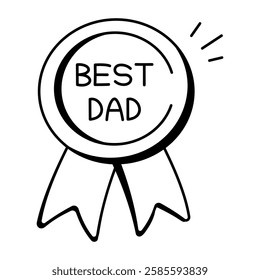 Best dad badge icon in doodle style 
