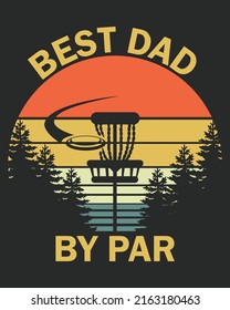 Best Dad By Par Vintage Sunset Vector illustration. Father day Background