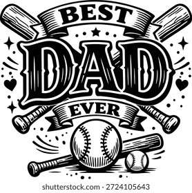 Beste Dad Ever Baseball Fledermäuse und Ball Vintage Style Graphic