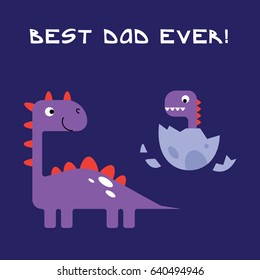 best dad ever! card for fathers day with dad and son dinosaur characters