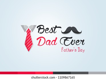 Best dad ever fathers day template with tie and moustache