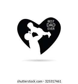 best dad ever in heart vector silhouette