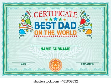 best dad (father) on the world certificate