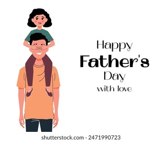 El mejor papá. Día del Padre. Generación. Familia. Un hombre sostiene a una hija sobre sus hombros. Vector. Aislado. Abrazo. Juntos. Estilo plano. Caracteres. Jóvenes y viejos. 16 de junio. Un Pequeño hijo y sus padres. 