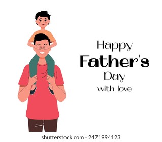 El mejor papá. Día del Padre. Generación. Familia. El hombre sostiene a su hijo en su cuello. Ilustración vectorial. Abrazo. Juntos. Estilo plano. Caracteres. Personas. Niño y adulto. 16 de junio. Niño y padre. Joven