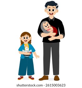Best Dad. Father's Day. Generation. Family. June 16. A little girl, baby and his father