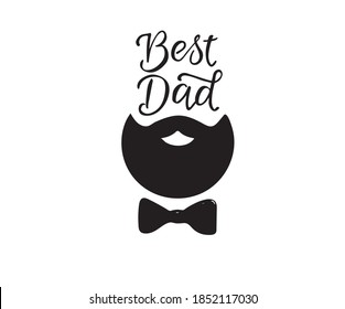 Best dad hand lettering. Beard and bow illustration.
Fathers day greeting. Typography design template for poster, banner, gift card, t shirt print, label, badge. 