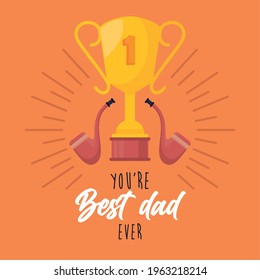 Best Dad Lettering With Trophy