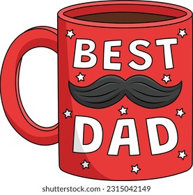 Best Dad Mug Cartoon Colored Clipart Illustration