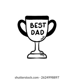 Best Dad Trophy Doodle Illustration