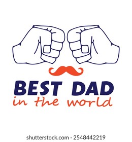 Mejor Papá En El Mundo Creativo Puño Bump Ilustración con el icono del bigote y diseño de tipografía audaz