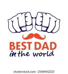 Mejor Papá En El Mundo Creativo Puño Bump Ilustración con el icono del bigote y diseño de tipografía audaz