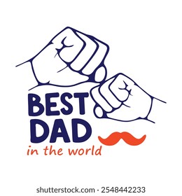 Mejor Papá En El Mundo Creativo Puño Bump Ilustración con el icono del bigote y diseño de tipografía audaz