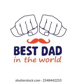 Mejor Papá En El Mundo Creativo Puño Bump Ilustración con el icono del bigote y diseño de tipografía audaz