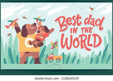 Best Dad In The World Father’s Day Illustration 2022
Awesome Illustration Design That Features A Dog Dad Holding His Baby.