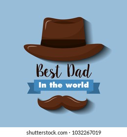 best dad in the world invitation card hat and mustache