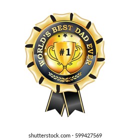 Best dad in the world, Dad no 1 -  award ribbon, button, icon, label. Print colors used