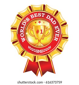 Best dad in the world, Dad no 1 -  award ribbon, button, icon, label. Print colors used