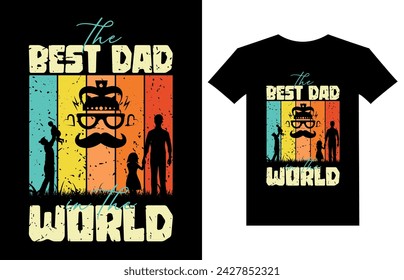 The best dad in the world t shirt design illustration, father's day typography vintage t shirt design for dad
