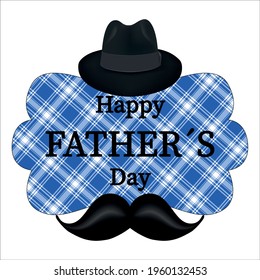 Best dad in the world text with hat and mustaches for Father's Day celebration background. happy Father's Day
