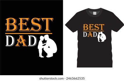  Mejor papá, diseño de camiseta del día del padre, tipografía de la Plantilla del Vector, diseño único de la camiseta, camiseta de papá con fondo negro.
