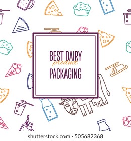 Best dairy product seamless pattern for packaging with different dairy icons in line style design, vector illustration.
