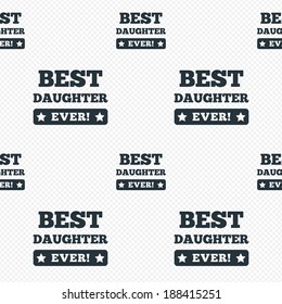 Best daughter ever sign icon. Award symbol. Exclamation mark. Seamless grid lines texture. Cells repeating pattern. White texture background. Vector