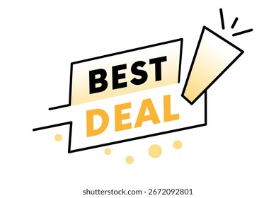 Best deal badge template vector banner with megaphone, business concept marketing. Vector eps design. Announcement template.