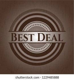 Best Deal badge with wood background
