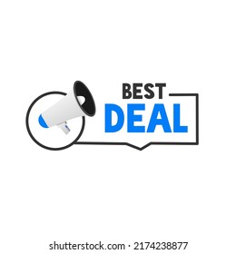 Best deal banner. Badge with megaphone. Modern style vector illustration.