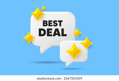 Best deal chat speech bubble. Social media concept. Best deal tag. Special offer Sale sign. Advertising Discounts symbol. 3d sparkles chat bubble. Vector