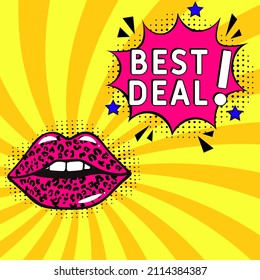 Best Deal. Comic book explosion with text -  Best Deal. Vector bright cartoon illustration in retro pop art style. Can be used for business, marketing and advertising.  Banner flyer pop art comic 
