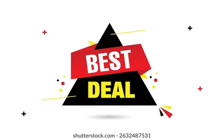 Best deal editable icon vector illustration template design red black yellow shapes light gray abstract background modern sale banner promotion offer graphic layout creative marketing design