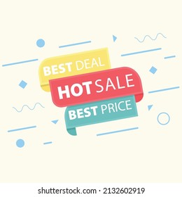 Best deal hot sale price promotion banner template. vector flat color design illustration.