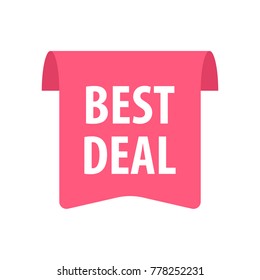 Best deal Label. Isolated on white. Red color. Vector illustration