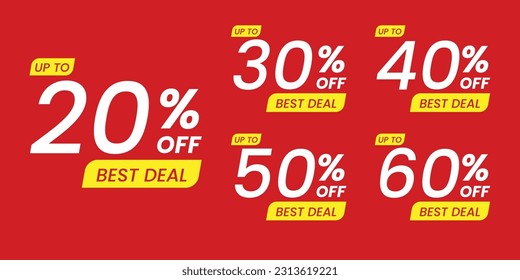 Best deal labels collection on red background