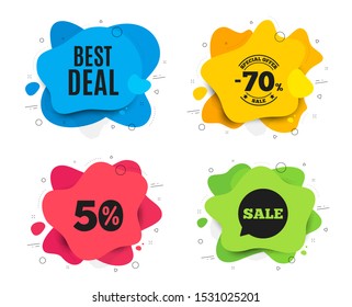 Best deal. Liquid shape, various colors. Special offer Sale sign. Advertising Discounts symbol. Geometric vector banner. Best deal text. Gradient shape badge. Vector